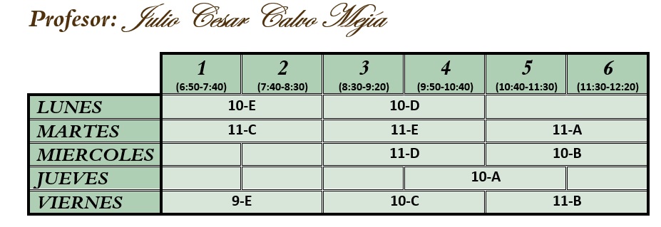 HORARIO 2025 HORARIO 2025